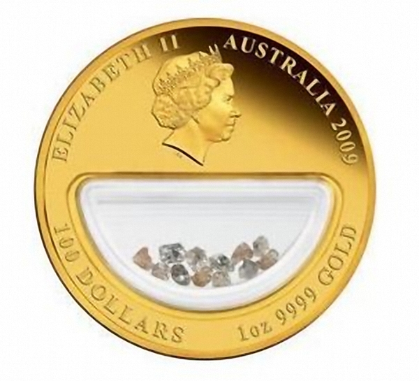 Treasures of Australia Diamonds 2009 100 Dollars Australia gold coin with diamonds (1