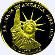 500 Years of America (Liberty Statue) - Cook Islands - 1995 - gold coin