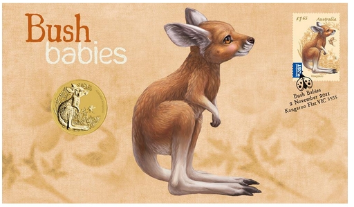 2011 Australia Bush Babies Bilby $1 Coin PNC Stamp & Coin Cover 