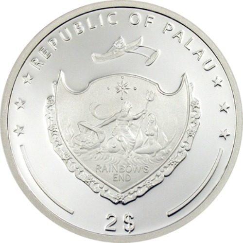 WORLD OF FROGS: Theloderma corticale - Palau - 2011 - 2 Dollars - coloured silver coin - Image 2