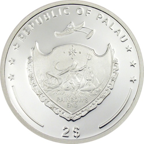 WORLD OF FROGS: Theloderma corticale - Palau - 2011 - 2 Dollars - coloured silver coin - Image 2