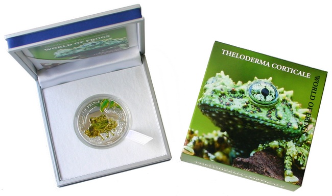 WORLD OF FROGS: Theloderma corticale - Palau - 2011 - 2 Dollars - coloured silver coin - Image 3