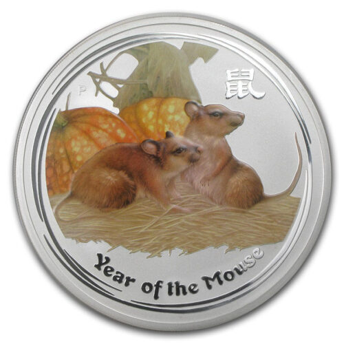 Oriental Calendar: Year of the Mouse - 2008 - Australia - 1 Dollar - coloured silver coin