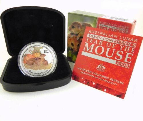 Oriental Calendar: Year of the Mouse - 2008 - Australia - 1 Dollar - coloured silver coin - Image 2