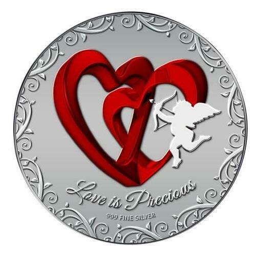 Love is Precious: Red Hearts - Niue - 2013 - 2 Dollars - coloured silver coin