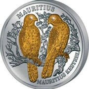 Kestrel (Mauritius) - 2006 - Liberia - 10 Dollars - silver coin with gold & 2 diamonds