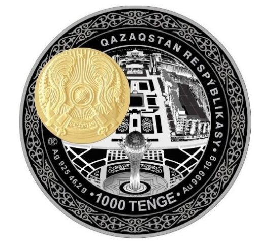 Nur-Sultan - capital of Kazakhstan - 1000 Tenge - Kazakhstan - 0.515 oz gold & 1.485 oz silver coin - Image 2