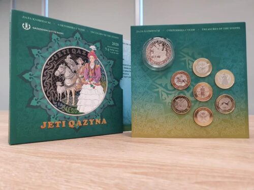 JETI QAZYNA (Seven Treasures) - 100 Tenge, 200 Tenge - 2020 - Kazakhstan - 8 coins set in folder