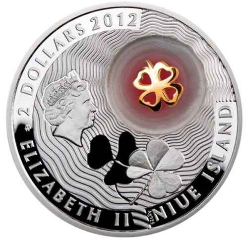 Good Luck Coin: Four Leaf Clover - Niue - 2012 - 2 Dollars - silver coin with gilding - Image 2