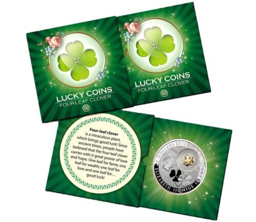 Good Luck Coin: Four Leaf Clover - Niue - 2012 - 2 Dollars - silver coin with gilding - Image 3