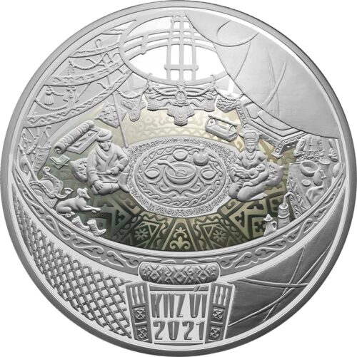 KIIZ UI (Yurt) - 500 Tenge - 2021 - Kazakhstan - silver coin with gilding & rainbow interference