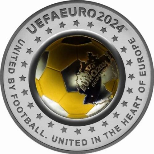 UEFA EURO 2024 in Germany - 100 Tenge - 2024 - Kazakhstan - 3D silver coin with gilding