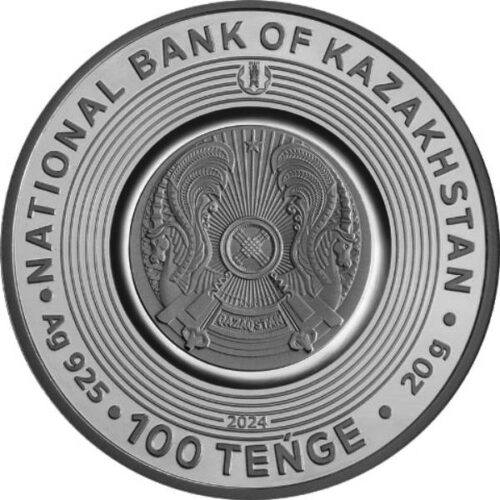 UEFA EURO 2024 in Germany - 100 Tenge - 2024 - Kazakhstan - 3D silver coin with gilding - Image 2