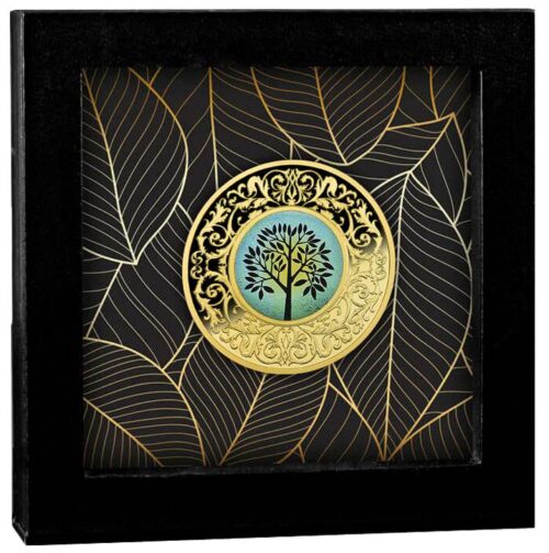 Tree of Happiness - 2021 - Cameroon - 500 Francs - gilded coin with turquoise - Image 3