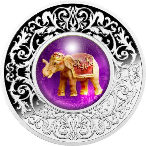 Lucky Charm: Elephant - 2023 - Cameroon - 500 Francs - silver coin with magnifying lens 