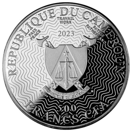 Lucky Charm: Elephant - 2023 - Cameroon - 500 Francs - silver coin with magnifying lens  - Image 2