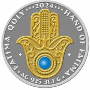 Hand of Fatima - 1000 Tenge - 2024 - Kazakhstan - antiqued silver coin with gilding & enamel