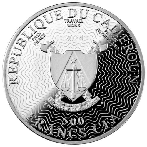 Butterflies MORPHO MENELAUS - 2024 - Cameroon - 500 Francs - silver coin with magnifying lens  - Image 2