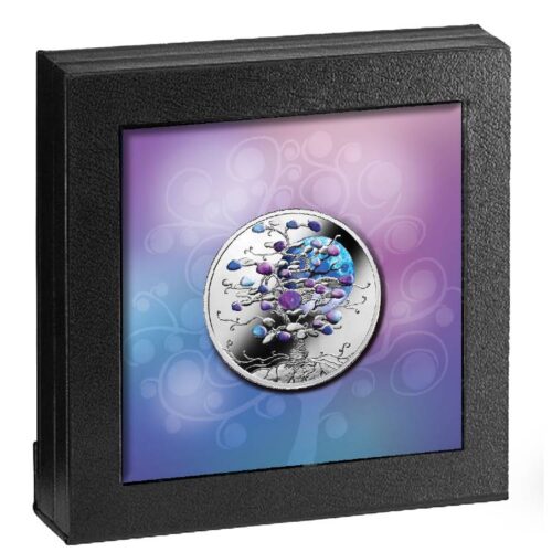 Tree of Luck Blue Moon - Niue - 2024 - 1 Dollar - silver coin with amethyst - Image 3
