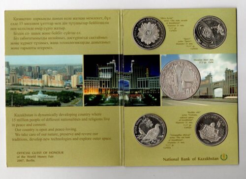 2007 World Money Fair in Berlin official Kazakhstan Mint set - Kazakhstan - 4 coins & token set set (UNC) - Image 2