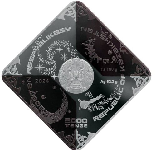 Indian View (UNDILIK TANYM) - 2000 Tenge - 2024 - Kazakhstan - 2 oz silver & 100 gr tantalum coin - Image 2