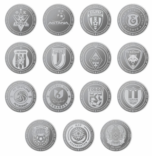 Football Clubs of Kazakhstan - 2024 - Kazakhstan - 14 melchior coins set in folder - Image 2