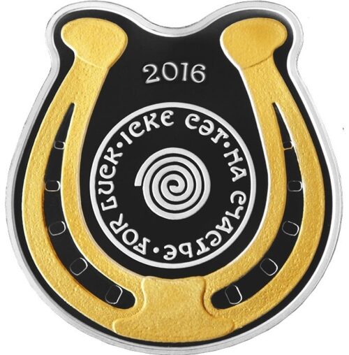 Lucky Coin: Horseshoe - 100 Tenge - 2016 - Kazakhstan - silver coin with gilding