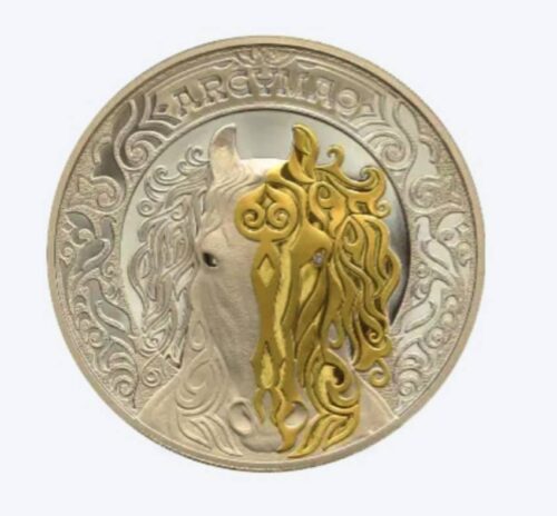 ARGYMAQ (Horse) - 1000 Tenge - 2025 - Kazakhstan - silver coin with gold & diamond
