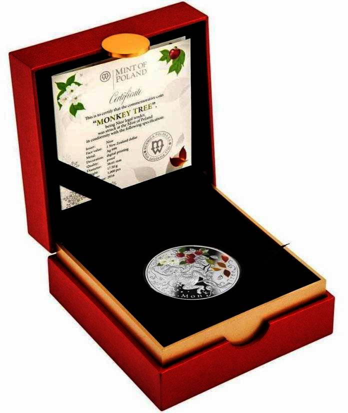 Monkey Tree (Lucky Coin) - Niue - 2016 - 1 Dollar - silver coin with pad printing - Image 3