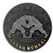 Qazaq Kuresi - 1000 Tenge - 2025 - Kazakhstan - silver coin with gilding