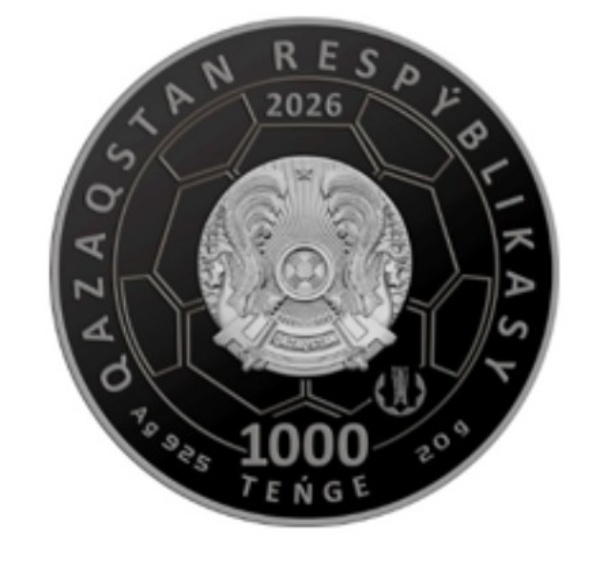 FIFA World Cup 2026 in Canada, USA, Mexico - 1000 Tenge - 2026 - Kazakhstan - silver coin with pad printing - Image 2